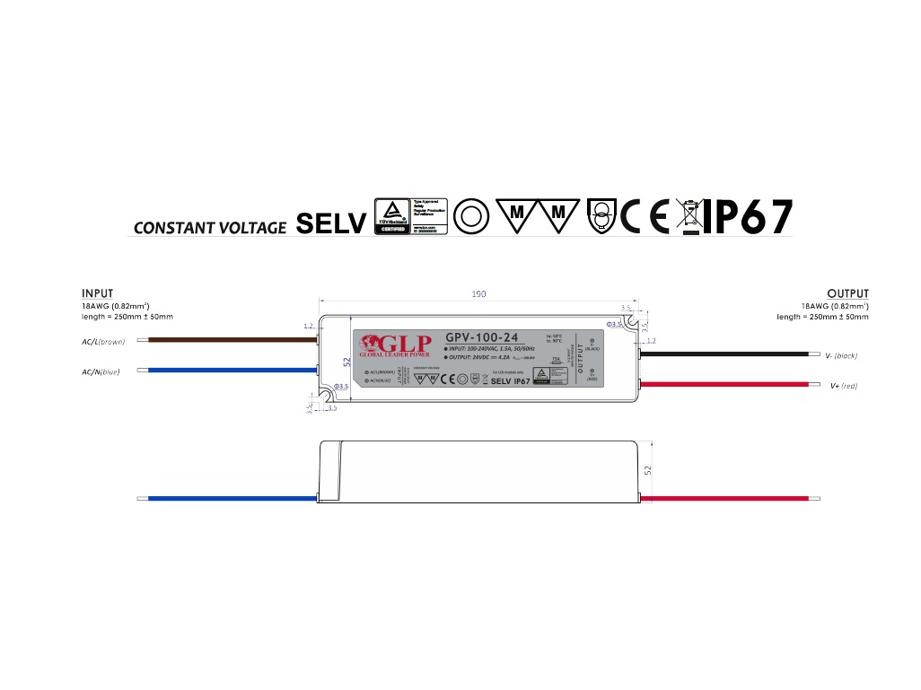 Alimentatore LED 100W IP67 24Vcc