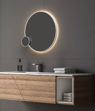 Specchio LED con cornice e specchio girevole - indiretto
