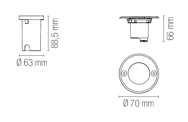 LED Bodeneinbau silber 3W 3000K 30° Ø7cm IP67