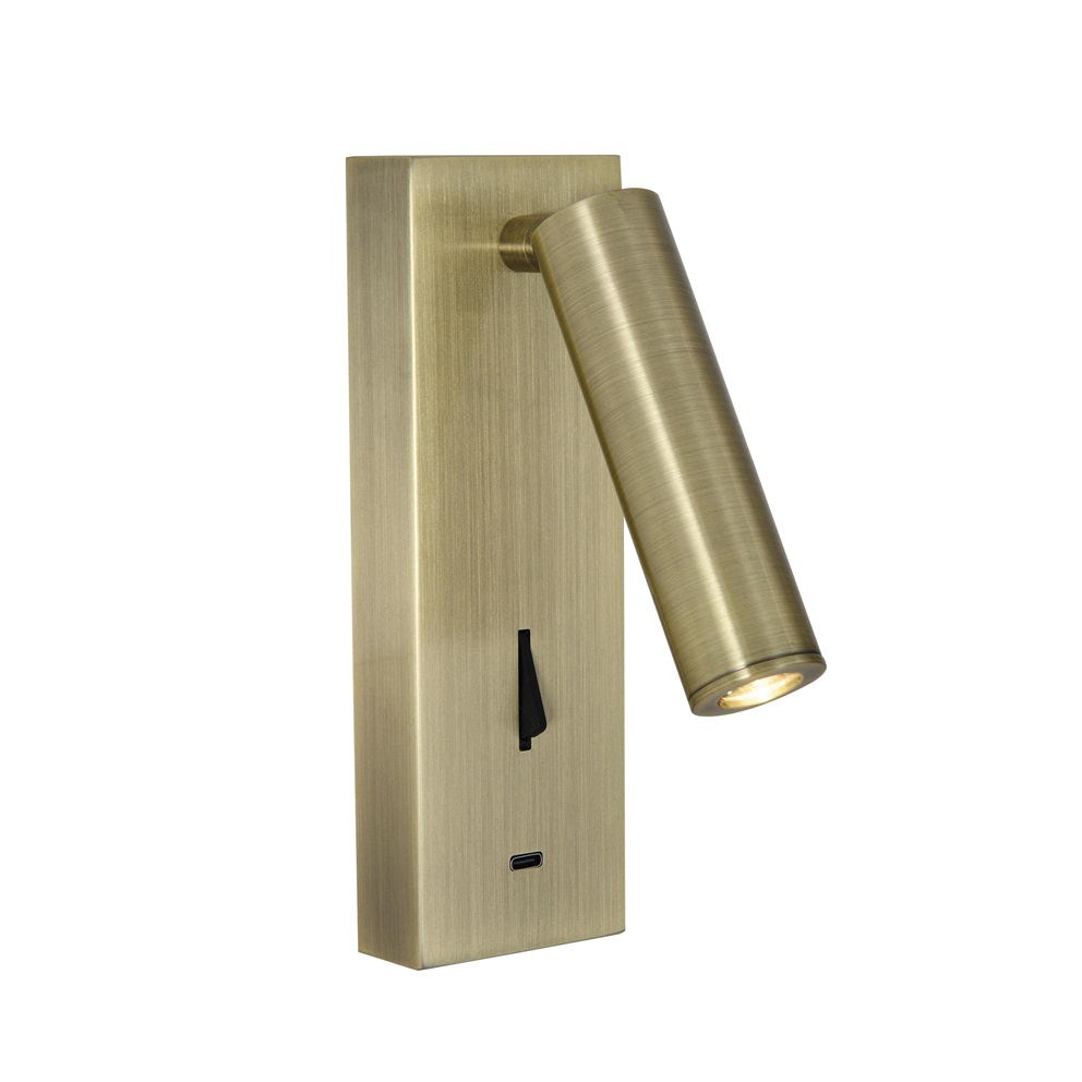 LED Leseleuchte Zylinder brass USB-C