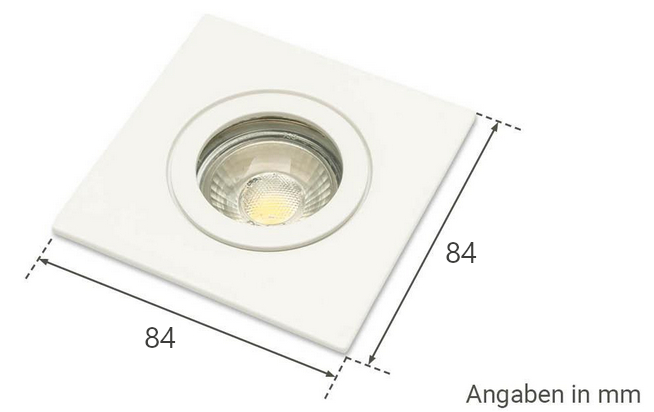 Faretto da incasso GU10 IP44 bianco 84x84