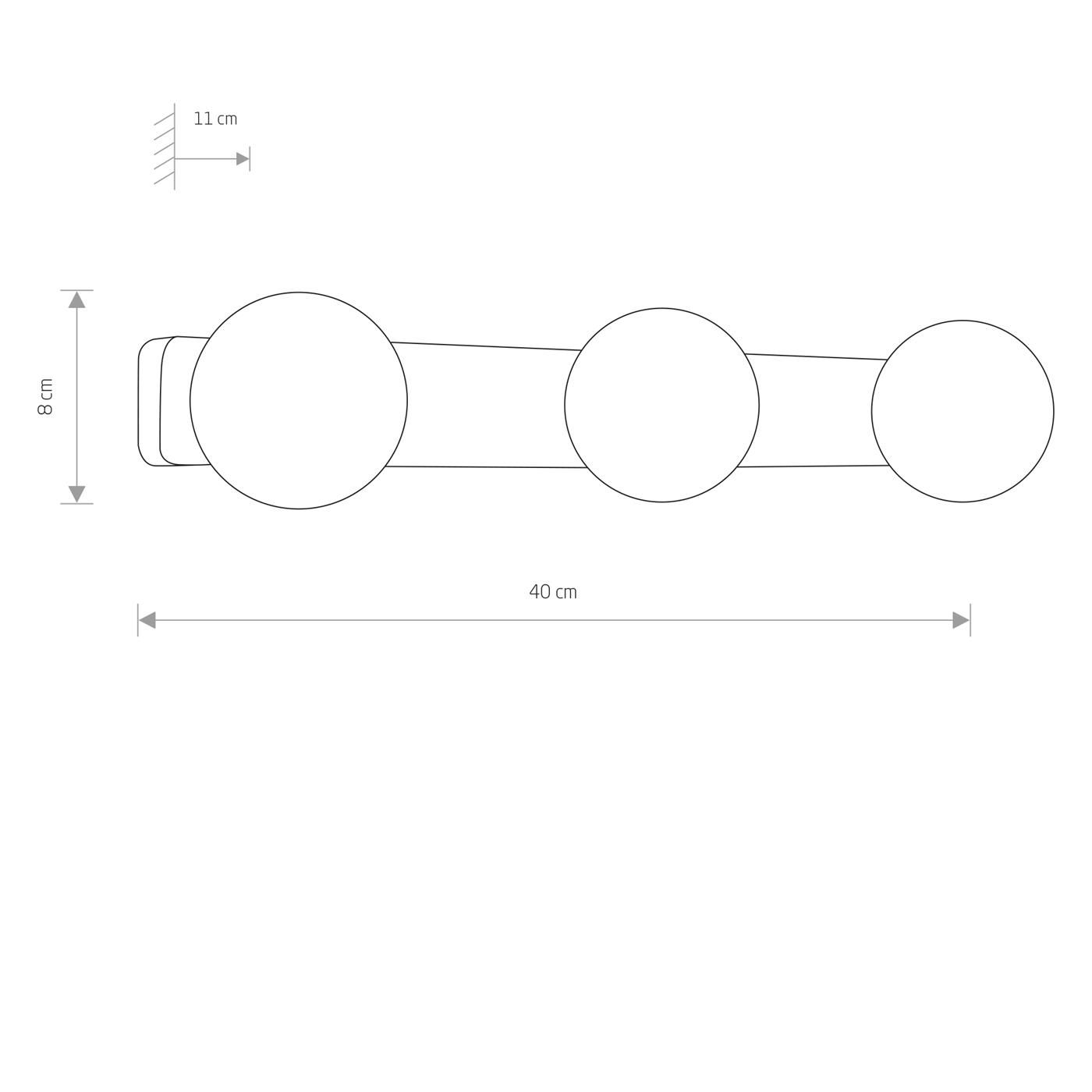 Applique vetro/cromo IP44 3xØ8cm