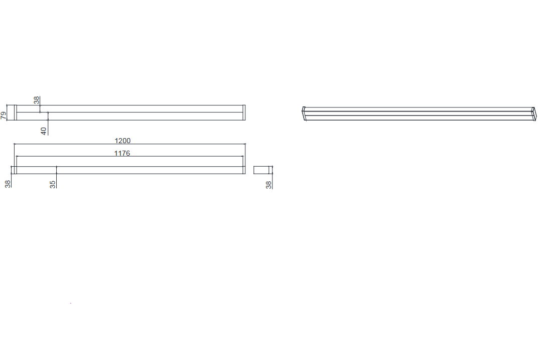 Luce a specchio LED 120cm 3000K nero