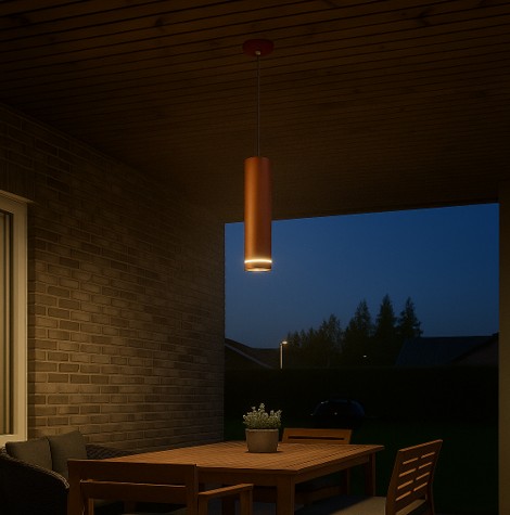 Hängeleuchte LED IP54 Corten mit Lichtring
