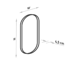LED Spiegel oval mit Rahmen versetzt - ohne Beleuchtung