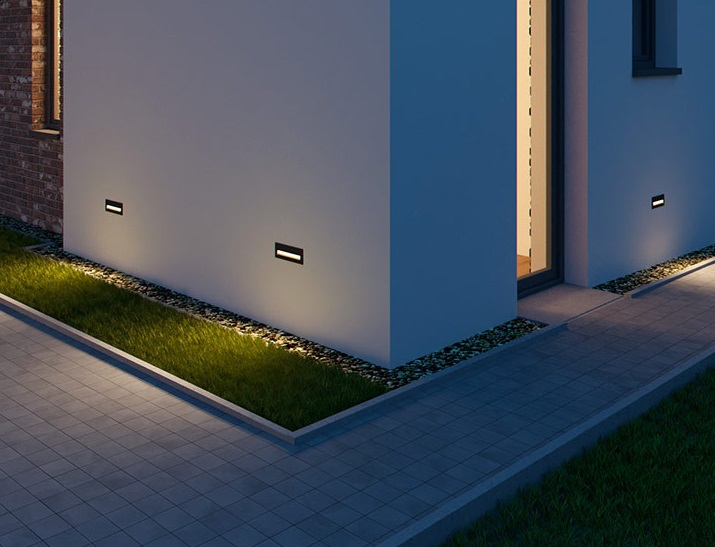 LED incasso parete antracite 25cm 3000K IP65