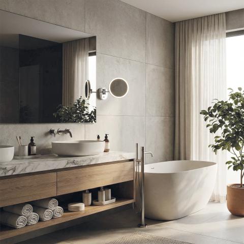 Specchio da trucco LED cromato 7W