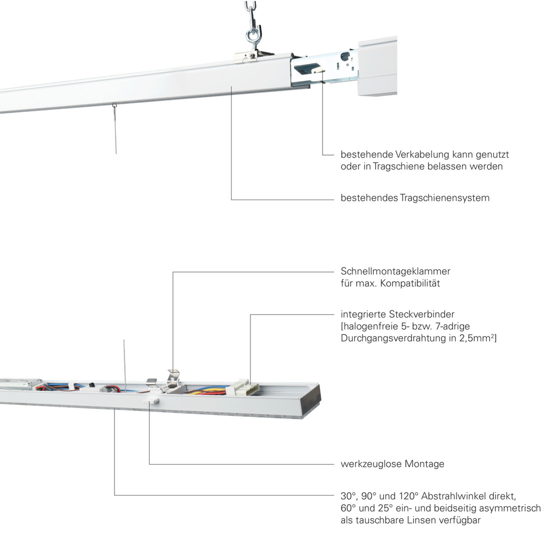 Sistema di strisce luminose a LED Lunghezza 152cm 21-75W 4000K ON/OFF
