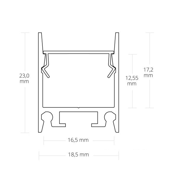 LED Profil weiß 18,5x23mm Abd. rückversetzt