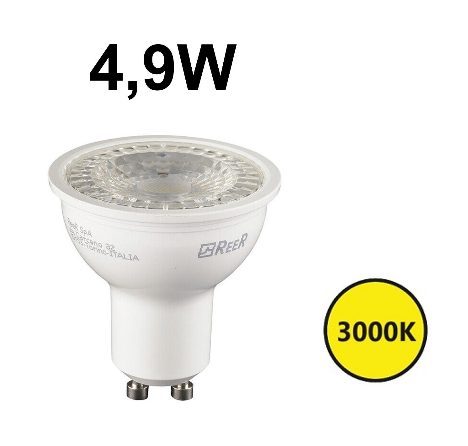 LED GU10 bianco 4,9W 3000K 110°