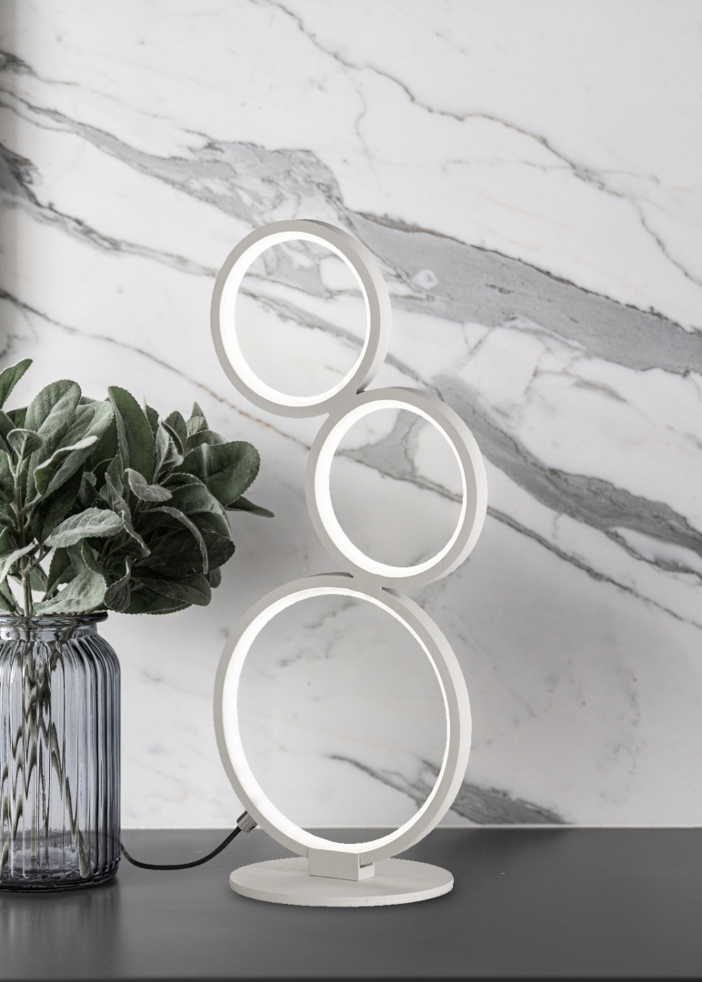 lampada da tavolo LED anelli bianchi