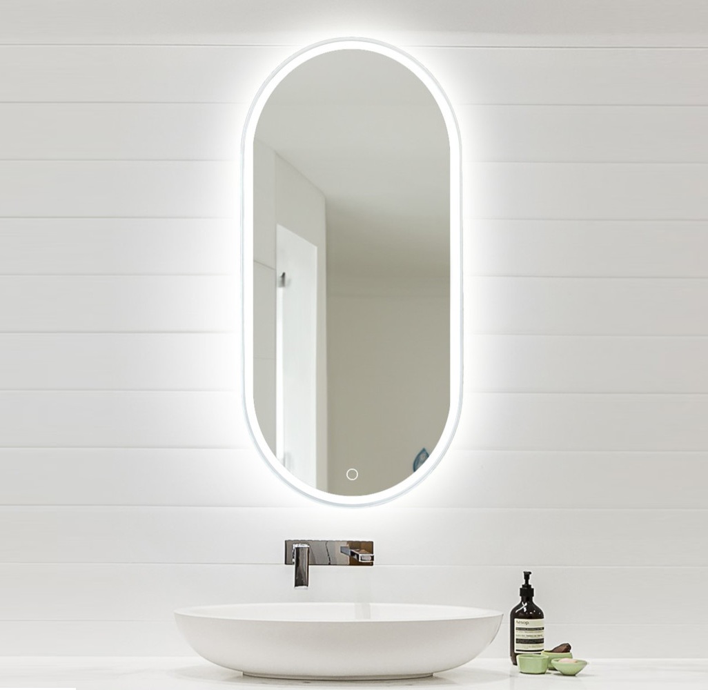 Specchio LED ovale con cornice - diretto/indiretto