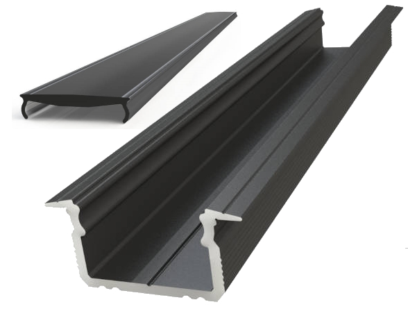 Profilo LED da incasso nero 21x9,8 con cover NERO