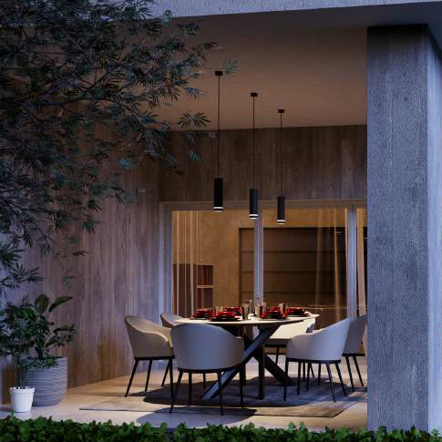 Hängeleuchte LED IP54 Dunkelgrau mit Lichtring