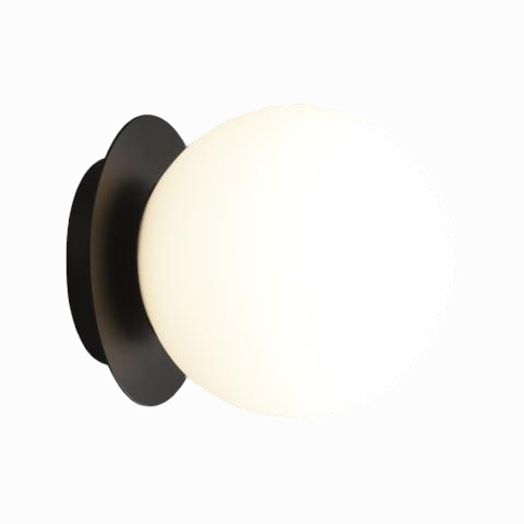 Lampada da parete in vetro/nero Ø12cm E27