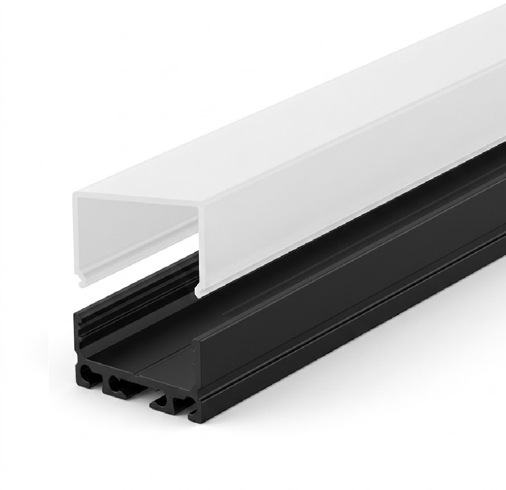 Profilo LED 27x12 mm nero incl. copertura alta
