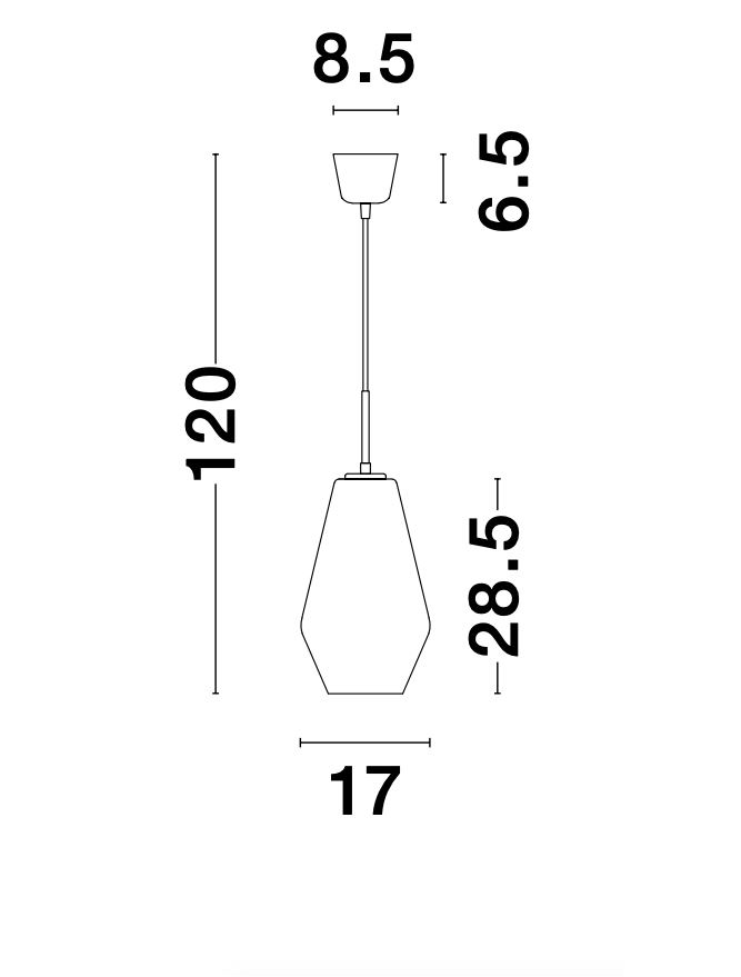 Lampada a sospensione in vetro fumé Ø17
