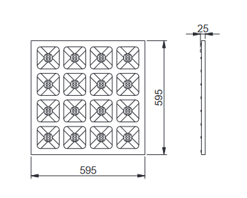 Pannello LED 60x60 ottica lenticolare 36W 4000K