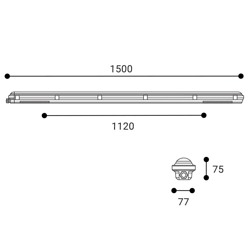 Plafoniera stagna 150cm 29-50W 4000K