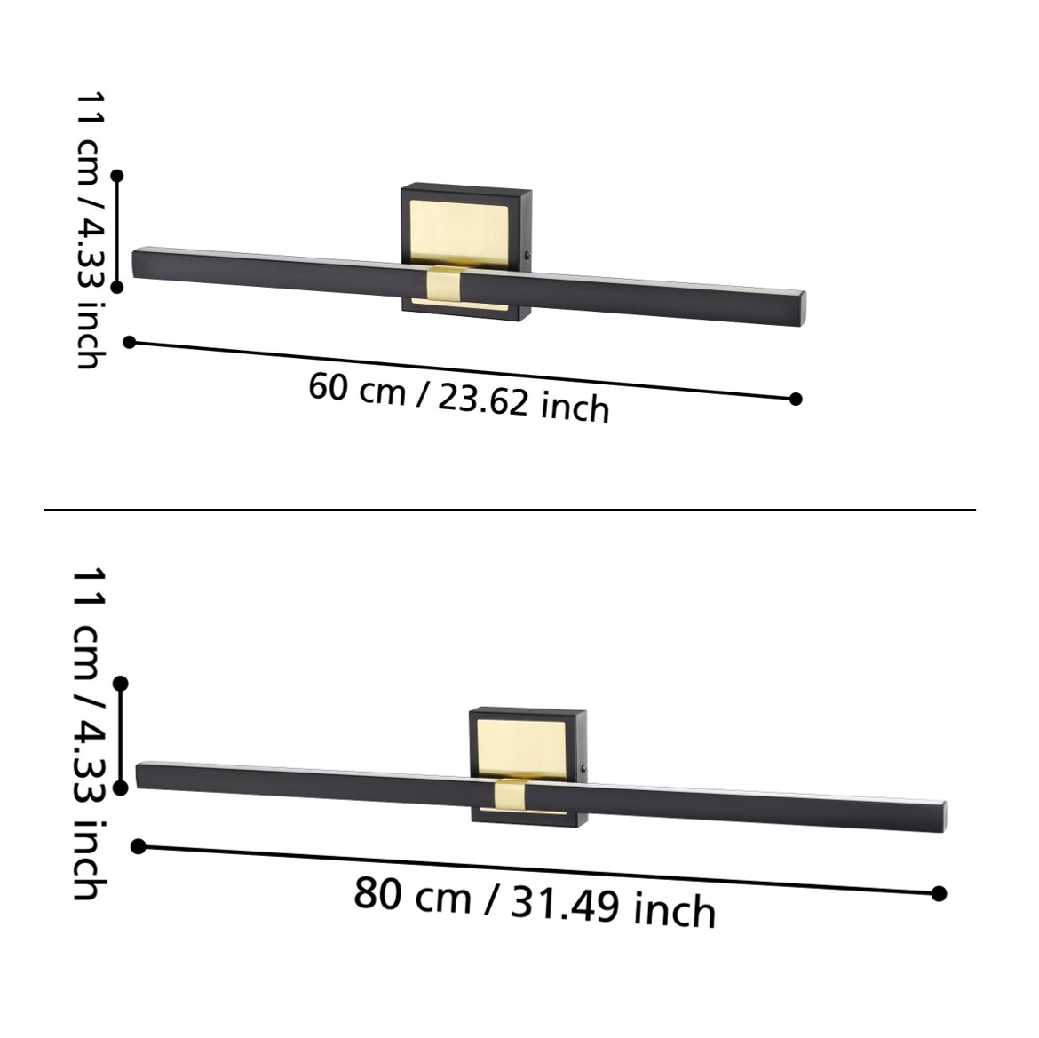 Lampada da specchio LED nero/ottone IP44