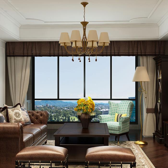 Lampadario Ø95 crema/oro