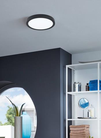 Plafoniera LED IP44 Ø29cm 3000K nero