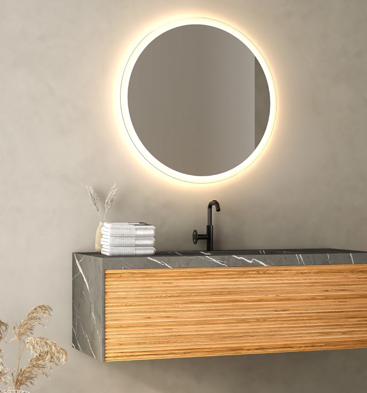 Specchio LED con bordo sabbiato