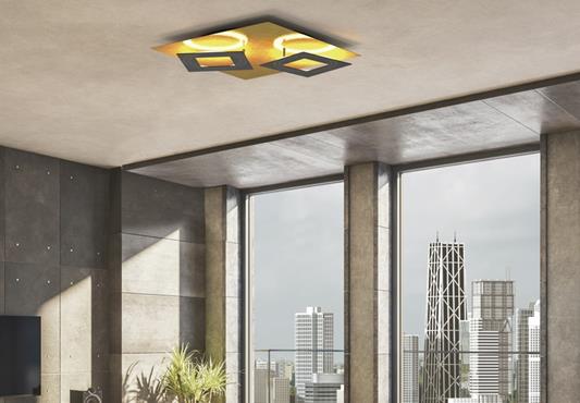 Luce LED nero/oro 50x50