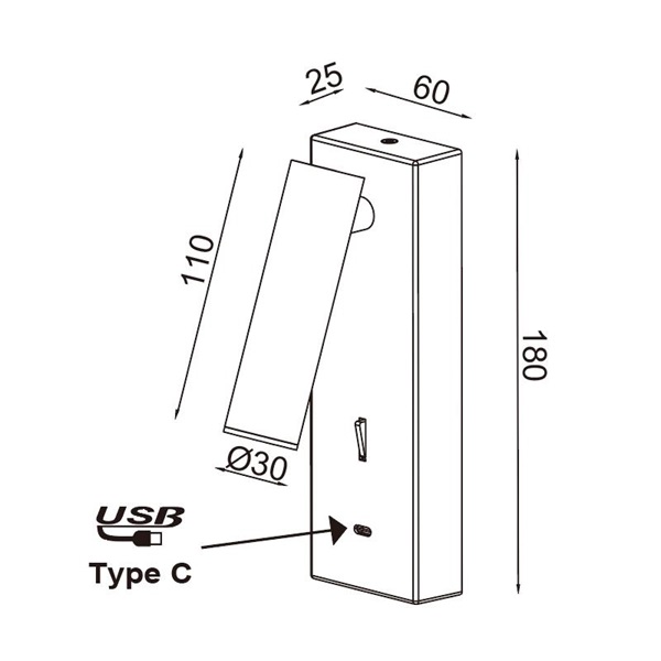 LED Leseleuchte Zylinder schwarz USB-C