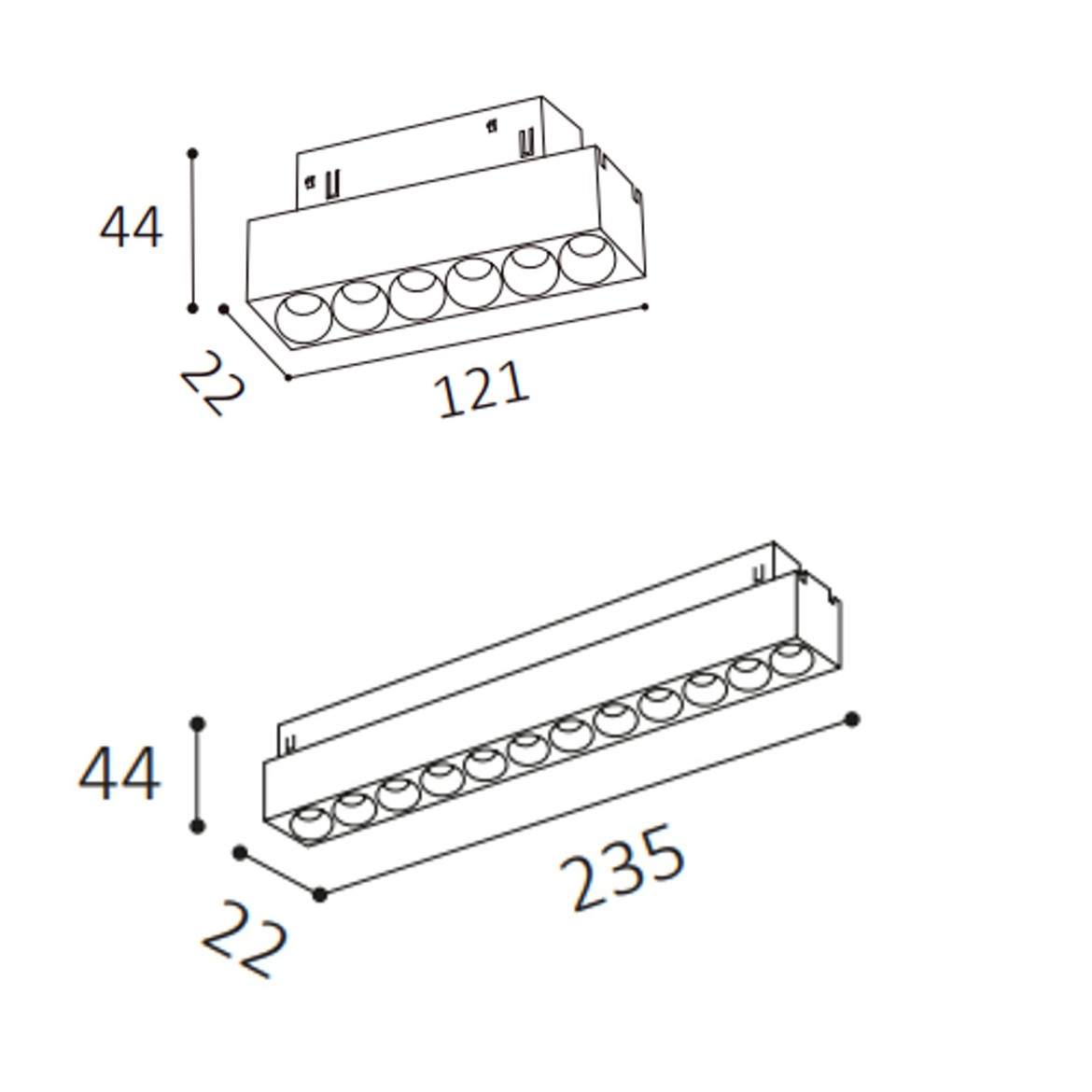 48V-Apparecchio lineare LED nero