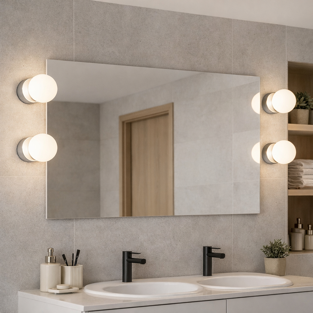 Applique vetro/cromo IP44 Ø8cm