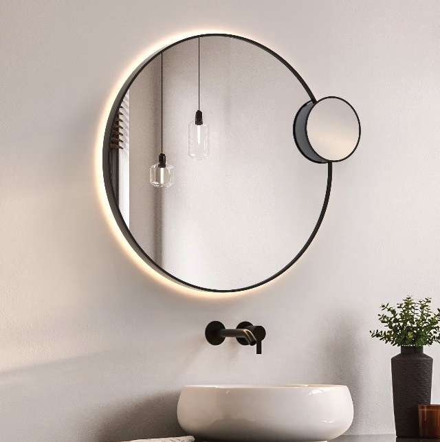 Specchio LED con cornice e specchio girevole - indiretto