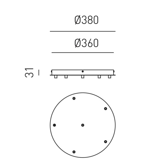 Baldachin Ø38 6-flammig