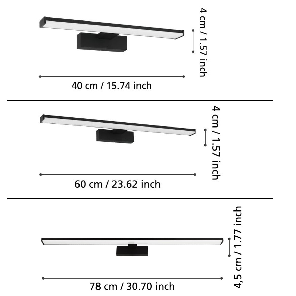 Luce a specchio a LED nero IP44