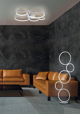 lampada da terra LED anelli bianchi