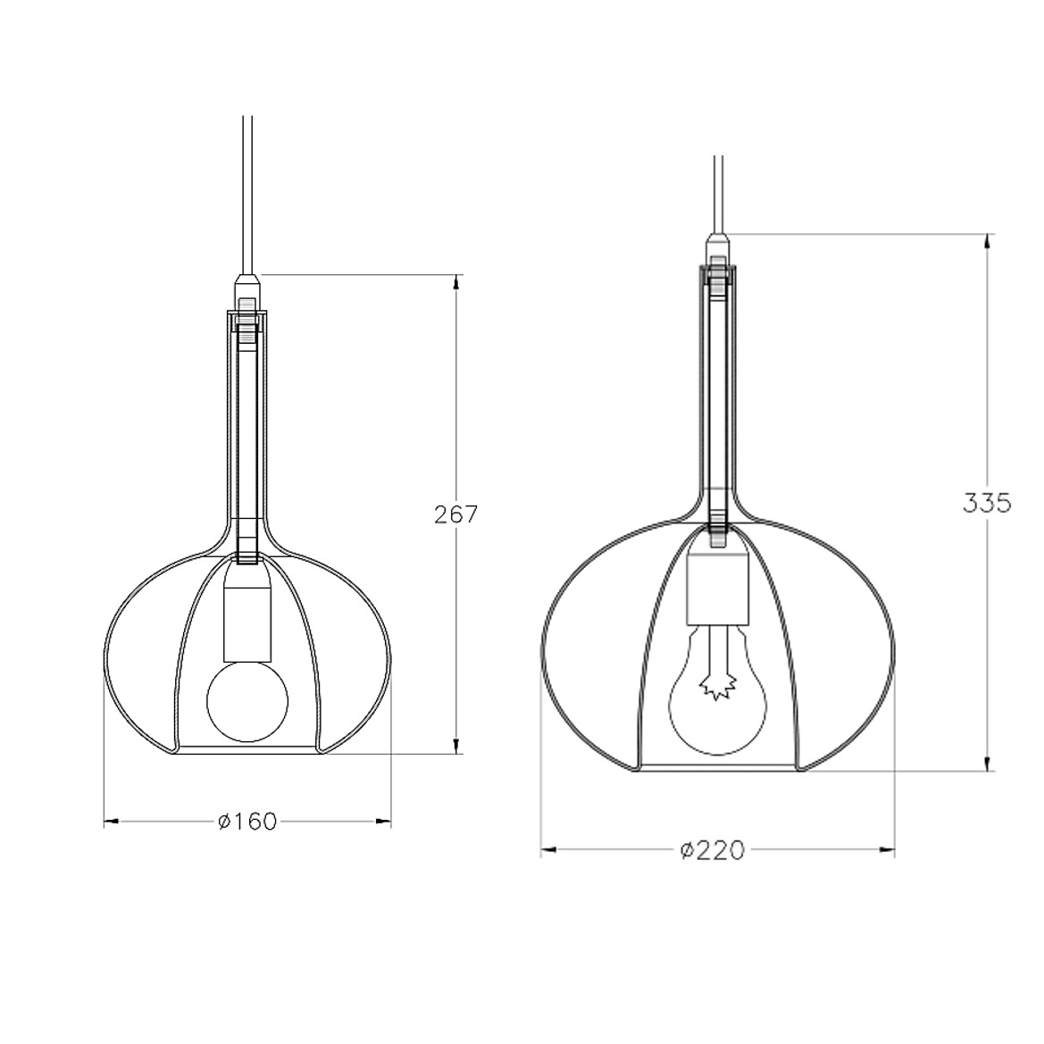 Lampada a sospensione in vetro ametista