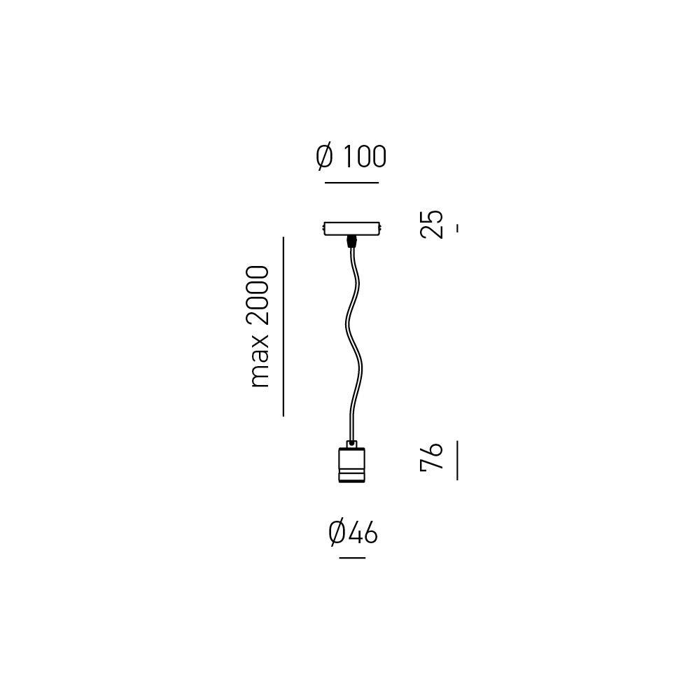 Lampada a sospensione E27 nera, cavo tessile nero