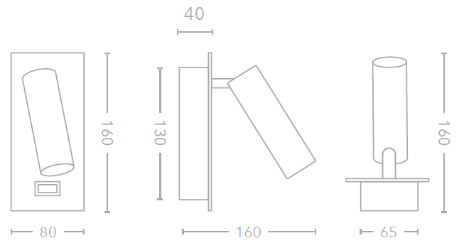 LED Leseleuchte Einbau nickel mit Schalter + USB