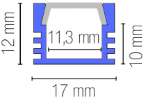 LED Profil ECO gerillt 17x12 + Abd. Opal LED Profil ECO gerillt 17x12 + Abd. Opal