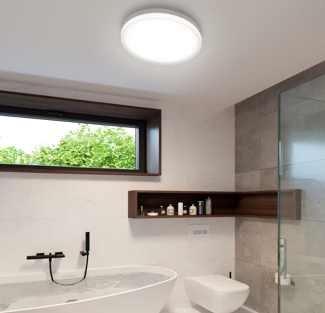 Plafoniera LED con luce di emergenza Ø28 IP54 bianco CCT
