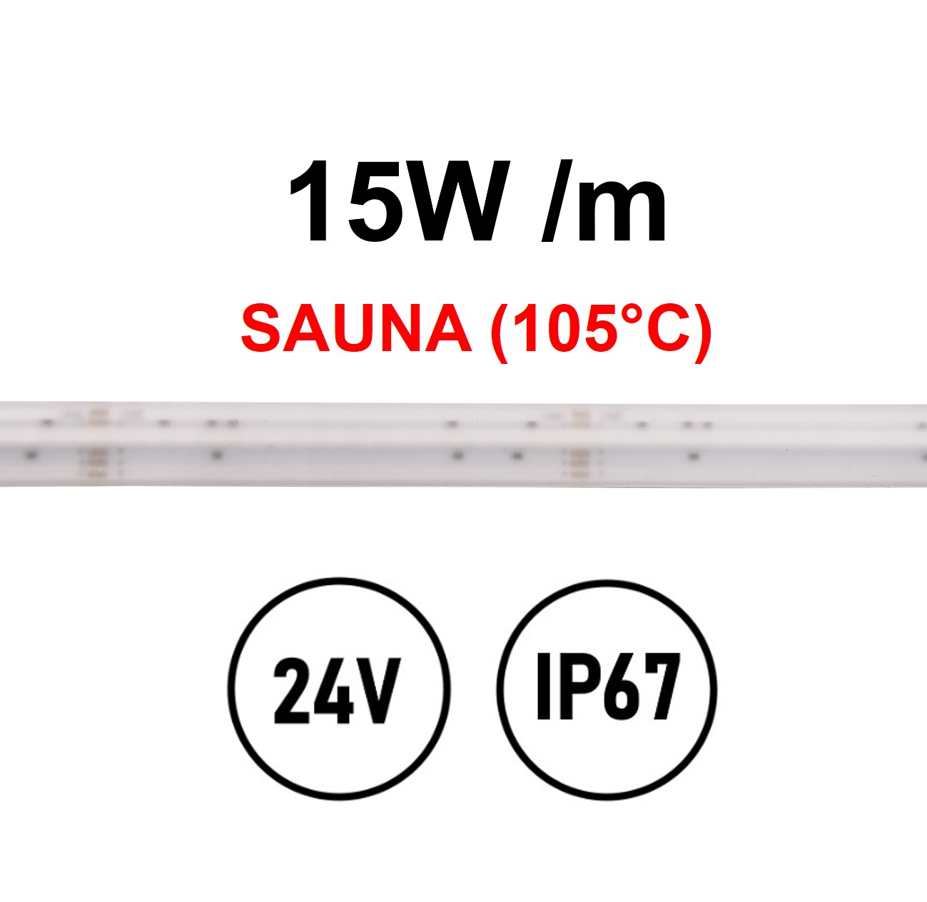Striscia LED SAUNA 15W COB RGB+2700K IP67 24V