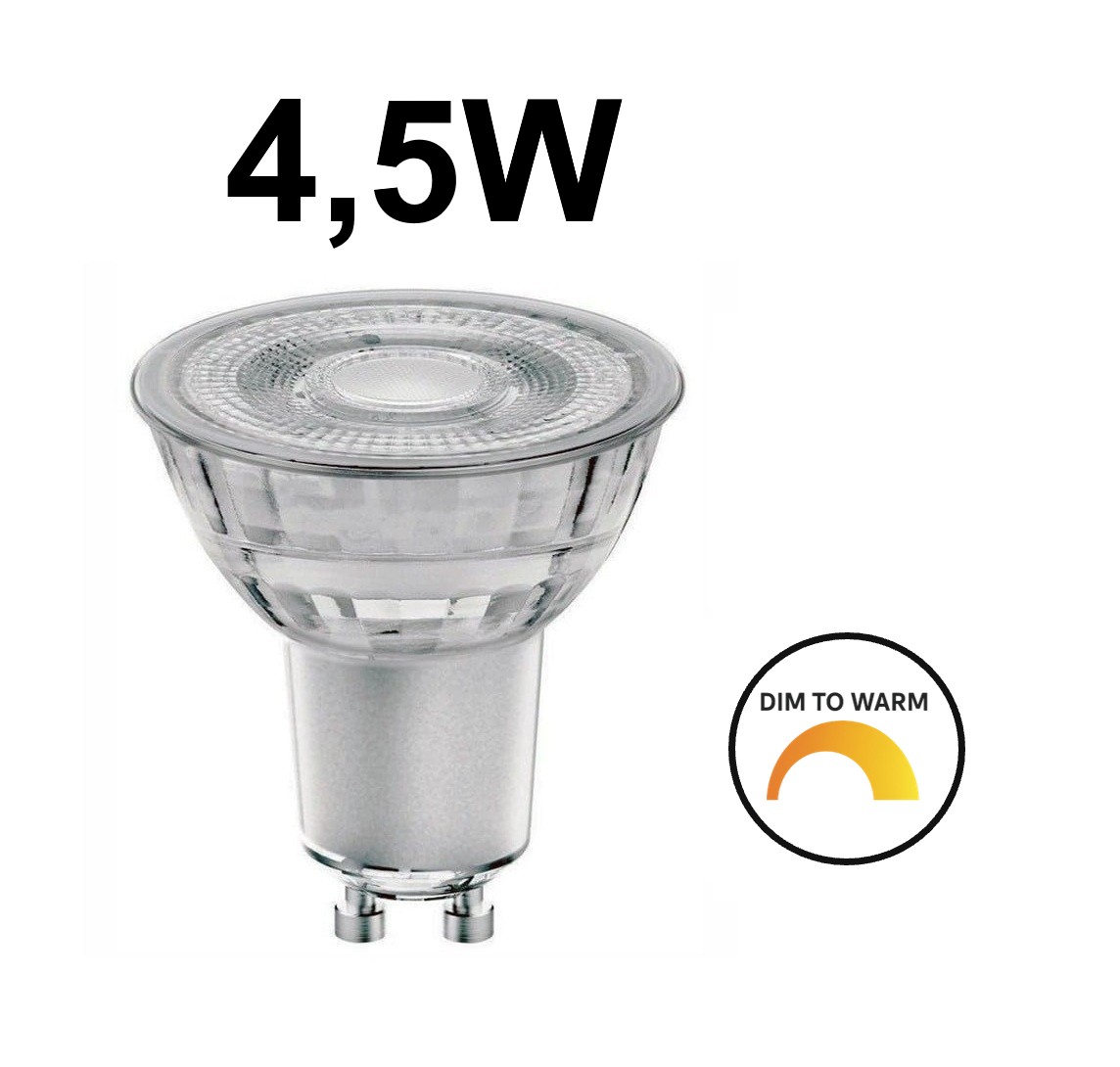 Ledvance GU10 4,5W Dim To Warm 1800K-2700K 36°